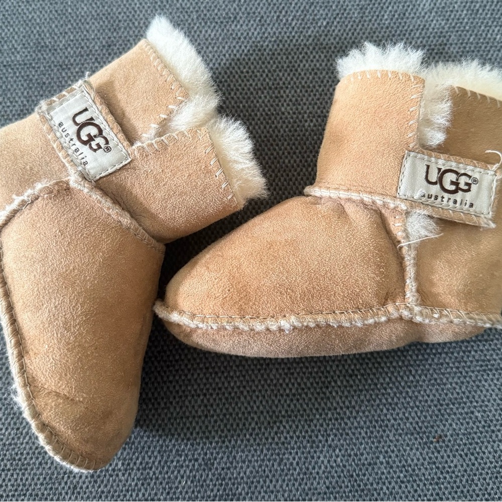 UGG Tan Baby Booties with Cream Lining